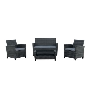 CONVERSATION SET OF 4-MALMO,STEEL/WICKER,GREY