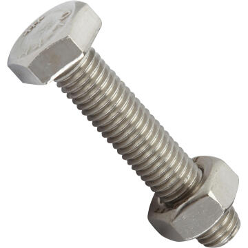 Bolt and nut hexagon head stainless steel 10x50mm 2pc standers