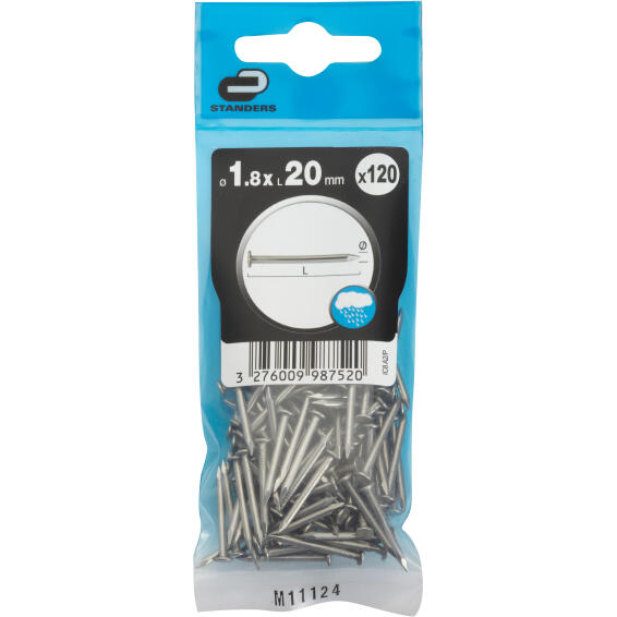 Flat head nail stainless steel 1.8x20mm 120pc standers