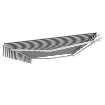 Calima Retractable Awning White and Grey Stripes L4m x W3m