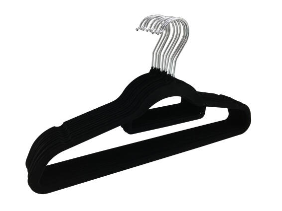 Spaceo Flocked Hanger Black Set of 10