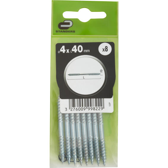 Connecting screws zinc plated wood-wood 4x40mm 8pc standers