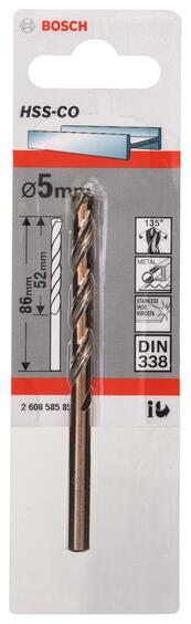 HSS-CO DIN 338 5,0 X 52 X 86 MM