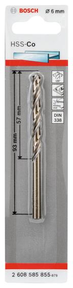 HSS-CO DIN 338 6,0 X 57 X 93 MM
