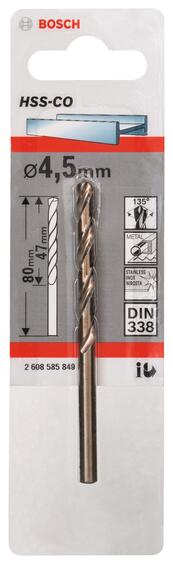 HSS-CO DIN 338 4,5 X 47 X 80 MM