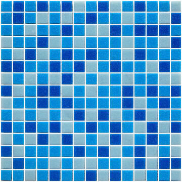 Mosaic tile reconstituted glass blue mix 32.7cm x 32.7cm
