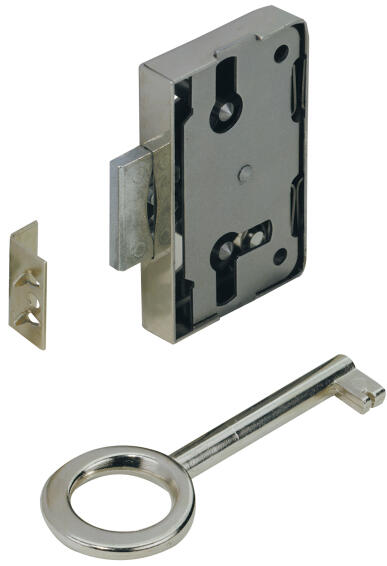 Screw-on lock nickel-plated hettich