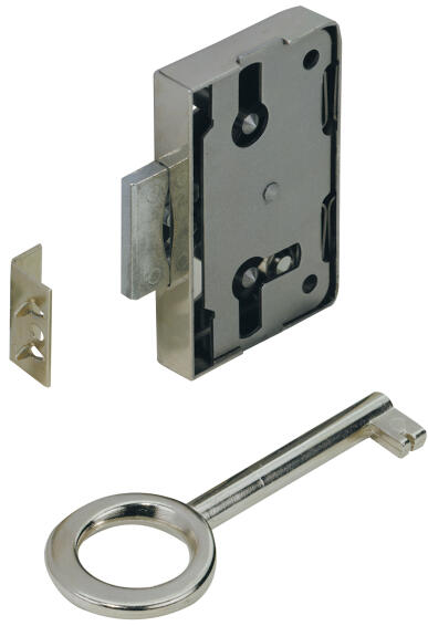 Screw-on lock nickel-plated hettich