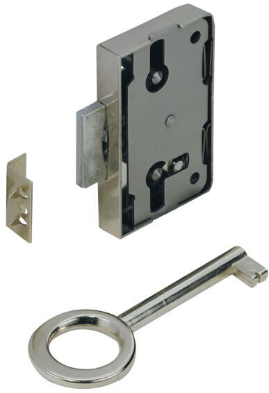 Screw-on lock nickel-plated hettich