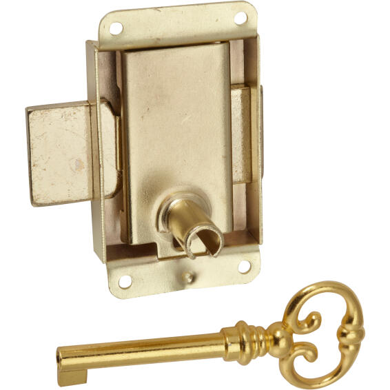 Screw-on lock brass-plated hettich