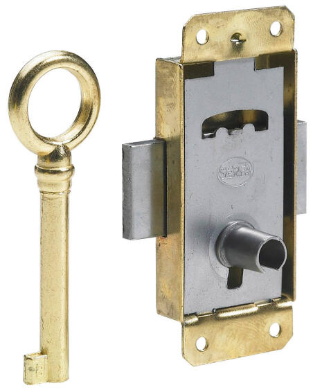Screw-on lock brass-plated hettich