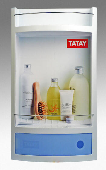 Shower shelves with drawer blue