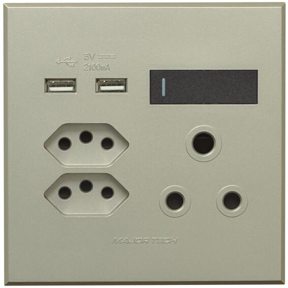 SOCKET 1XRSA 2XVSLIM 2XUSBVETI34X4GR/TI