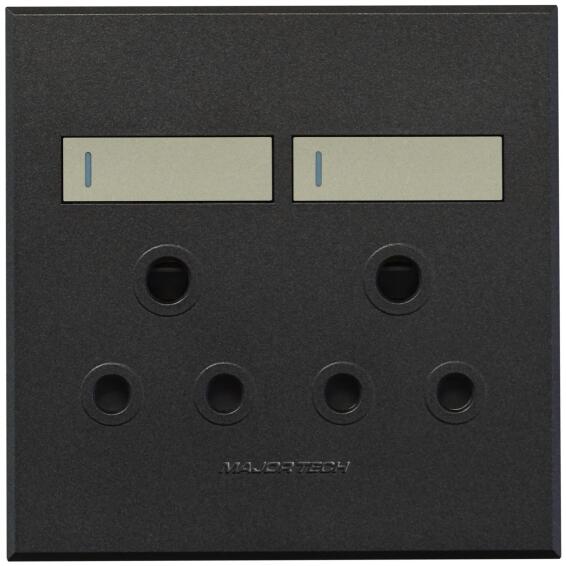 Veti 3 socket 2 x 3 pin Titanium/Graphite (100x100)