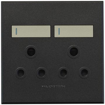 Veti 3 socket 2 x 3 pin Titanium/Graphite (100x100)