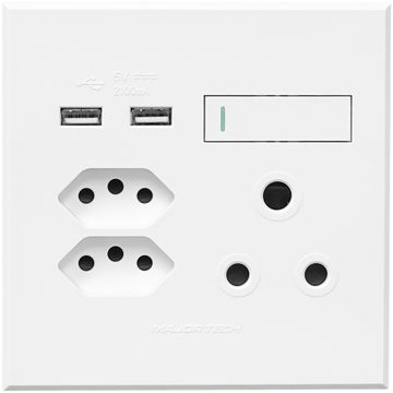 SOCKET 1X3 PIN&2V-SLIM&2USB4X4 VETI3 WT