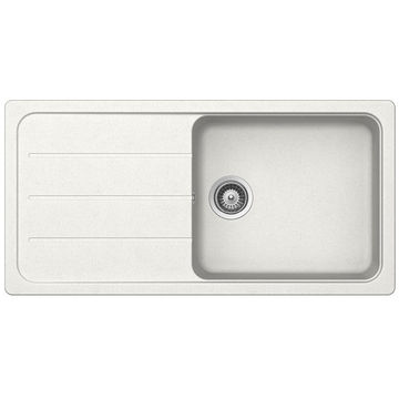 Frasa Kitchen Sink Crucial Single Bowl Single Drainer Quartz Resin Composite White L100Cm X W50Cm