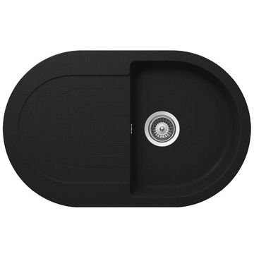 Frasa Kitchen Sink Cosmo Single Bowl Single Drainer Quartz Resin Composite Black L79Cm X W50Cm