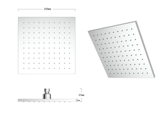 Sensea Vardo Square Shower Head 1jet acs W25cmxD25cm