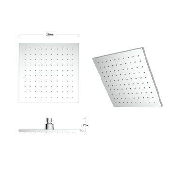 Sensea Vardo Square Shower Head 1jet acs W25cmxD25cm