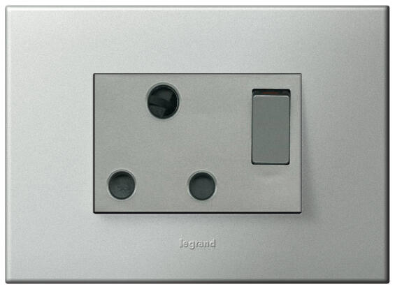 Socket 50x100mm 1x3pin legrand arteor pearl aliminium