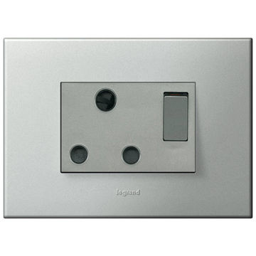 Socket 50x100mm 1x3pin legrand arteor pearl aliminium
