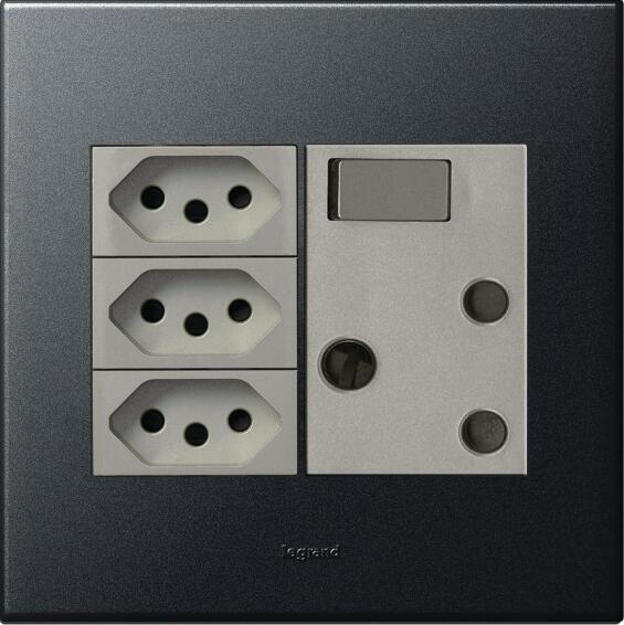 Socket arteor LEGRAND 1x3 & 1x2 pin 4x4+E923:E944 graphite
