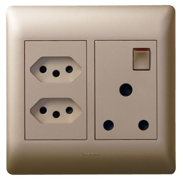Socket Ysalis LEGRAND 1x3 & 2x2 pin 4x4 champagne
