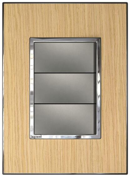 Switch 50x100mm 3 levers 1 way LEGRAND ARTEOR light oak