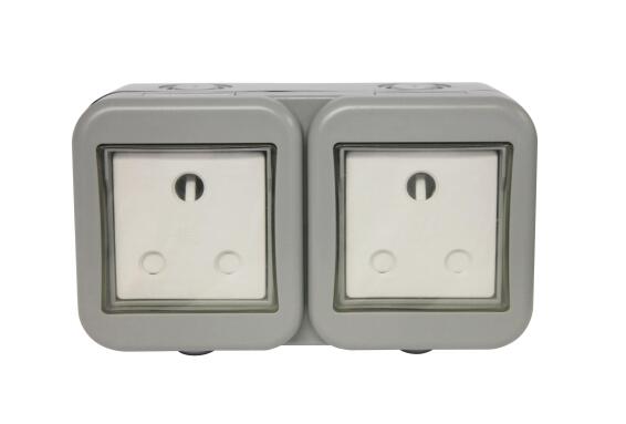 Masterplug IP55 Double Un-Switched 16A SA Outdoor Socket (2x3 Pin)
