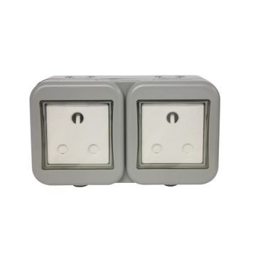 Masterplug IP55 Double Un-Switched 16A SA Outdoor Socket (2x3 Pin)