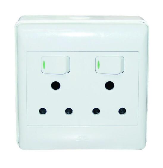 2 x 16A Switched Socket with Surface box White (4X4) 