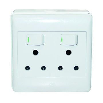 2 x 16A Switched Socket with Surface box White (4X4) 