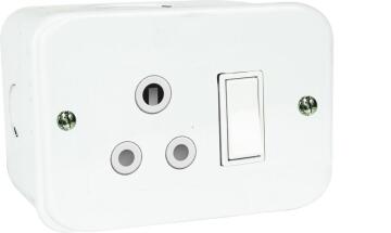 Wall socket waterproofed with lever 1x3 pin