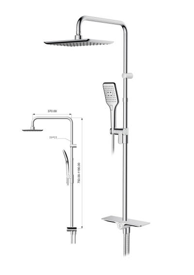 Full system shower 3jet acs chrome trendy SENSEA Remix 28X20CM