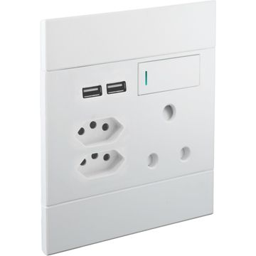 Socket VETI 2 1x3 & 2x2 pin 2 USB ports white