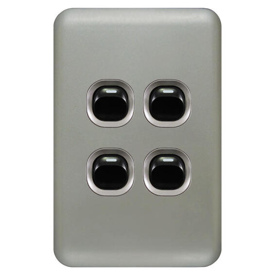 Switch LEAR silver 4 lever 1 way 2x4