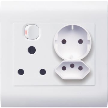 Socket Schuko Pipelli 1x3 & 1x2 Pin 4x4 White