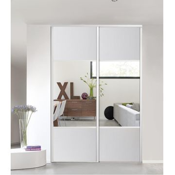 Wardrobe sliding door 1/2 mirror white h250xw62cm