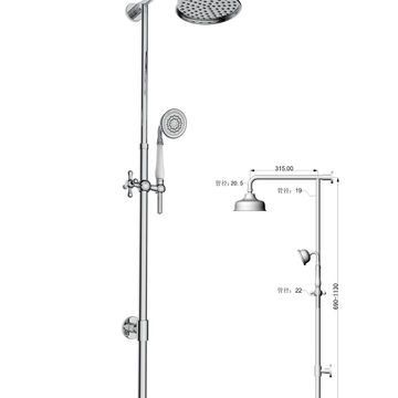 Sensea retro full system shower 1 jet chrome 15cm