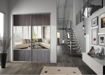 Allure single sliding door wacapou half mirror w92cm x h250cm