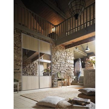 Wardrobe sliding door 1/2 mirror cream acaccia h250xw62cm