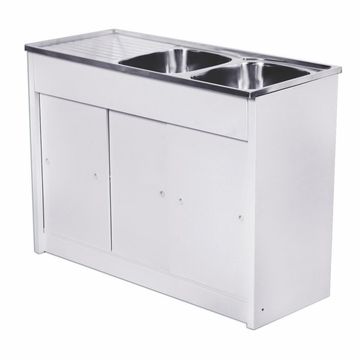 Cam Africa Kitchen Cupboard Kd Unit Double Bowl Single Drainer Stainless Steel 1200 X 480Mm 