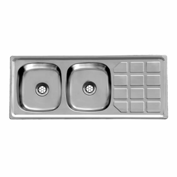 Cam Africa Dc1248Cs/Deb Kitchen Sink Double Bowl Single Drainer Stainless Steel L120cmxW48cm