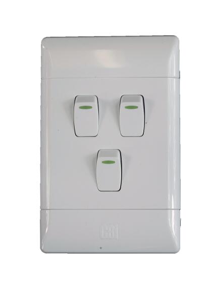 Switch CBI ELECTRIC white 3 lever 1 way 2x4