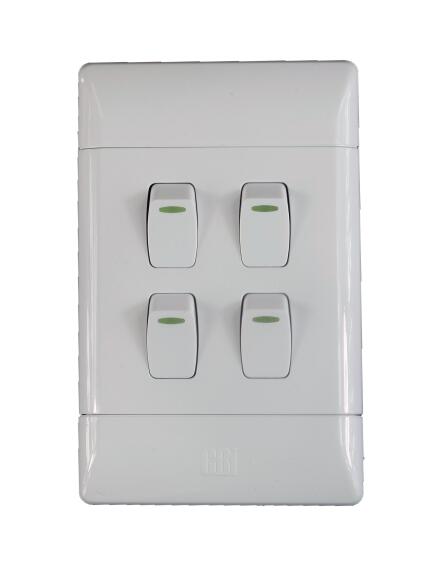 Switch CBI ELECTRIC white 4 lever 1 way 2x4