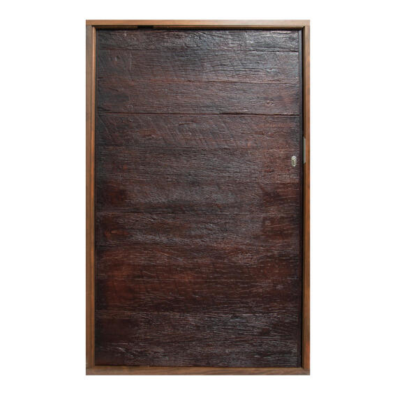 Entry Door Fiberglass with Frame (prehung) Sleeper Slats Dark Brown Pivot Left Hand Opening-w1290xh2115mm