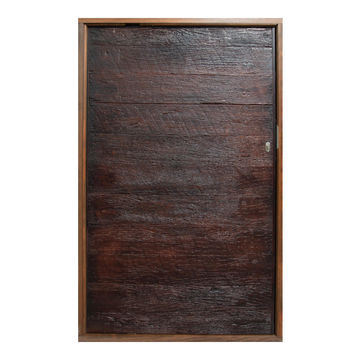 Entry Door Fiberglass with Frame (prehung) Sleeper Slats Dark Brown Pivot Left Hand Opening-w1290xh2115mm