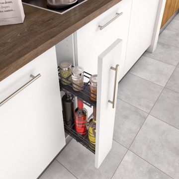 Delinia Kitchen Wall Cupboard Pull Out Spice Rack Storage Organiser With Utility Rack H51Cm X W11.8Cm X D27.5Cm
