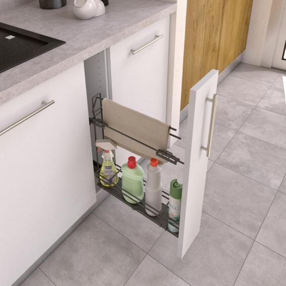 Delinia Kitchen Base Cupboard Pull Out Dish Towel Storage Organiser With Utility Rack H51Cm X W11,8Cm X D47,5Cm